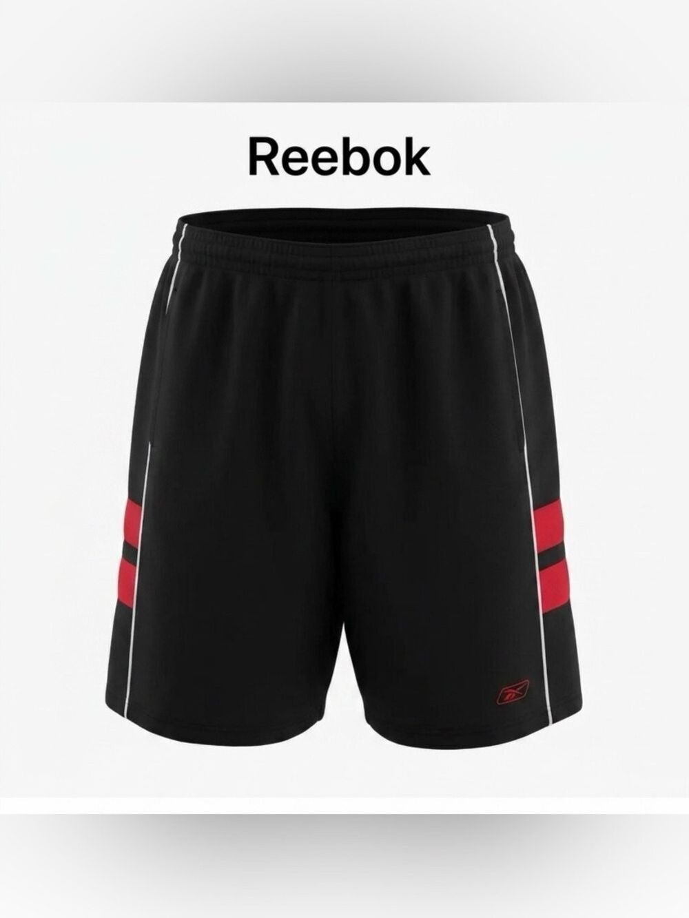 Reebok Men’s Athletic Shorts Large L Black Red White NWOT - Picture 3 of 7